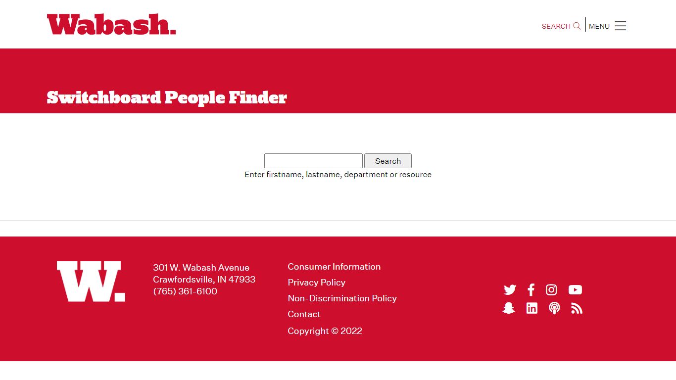 Switchboard People Finder | Wabash College